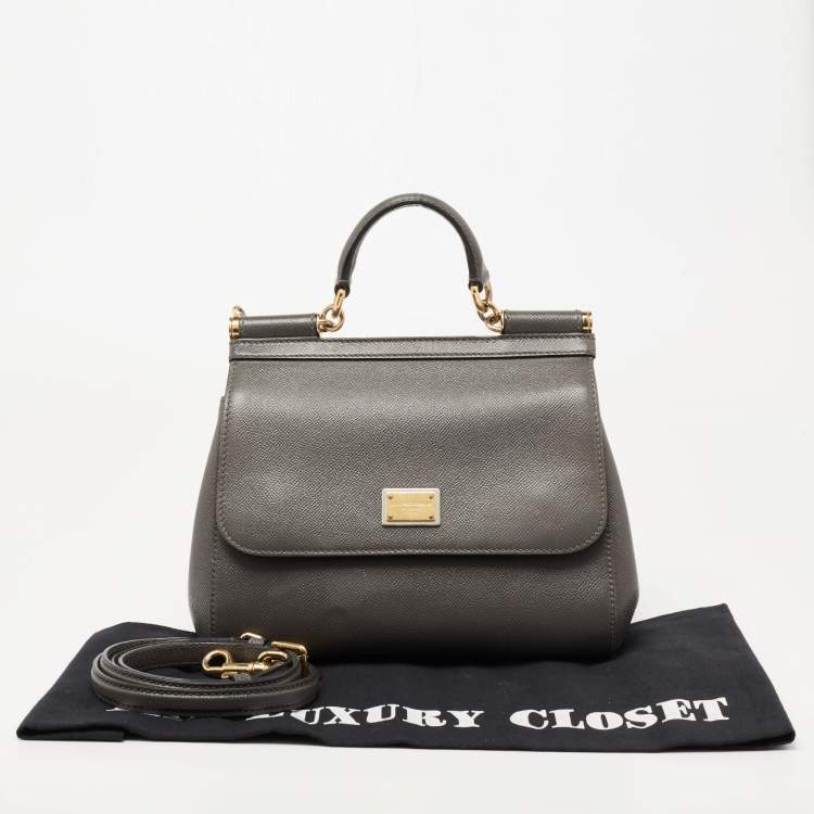 Pre Owned Dolce & Gabbana Grey Leather Medium Miss Sicily Bag