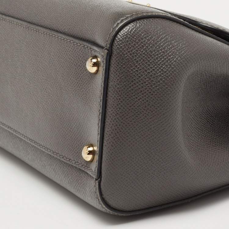 Pre Owned Dolce & Gabbana Grey Leather Medium Miss Sicily Bag