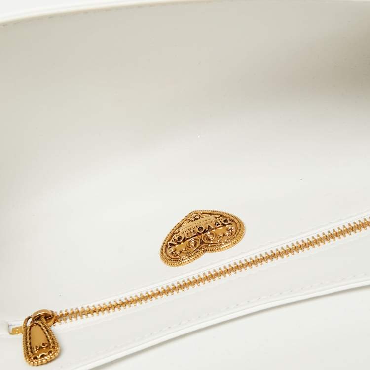 Pre Owned Dolce & Gabbana White Leather Medium Devotion Mordore Shoulder Bag