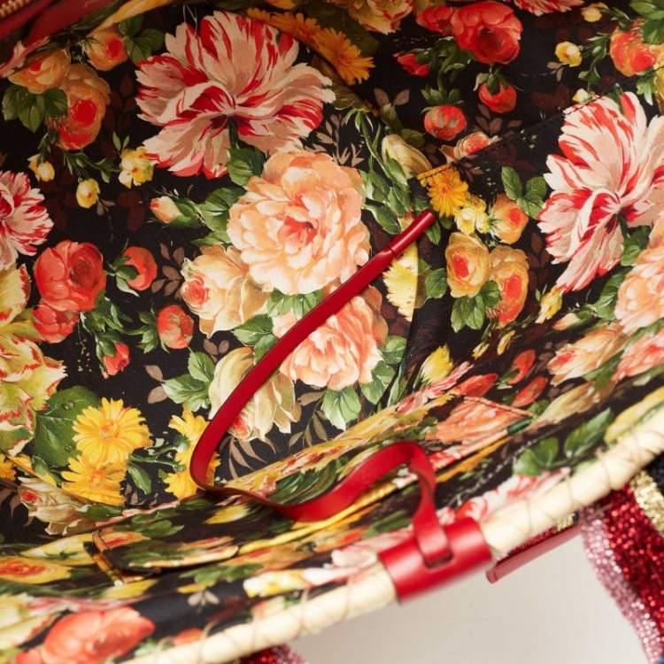 Pre Owned Dolce & Gabbana Multicolor Woven Straw and Lurex Fabric Kendra Basket Tote