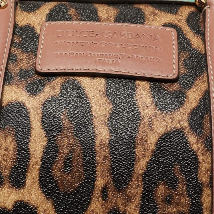 Pre Owned Dolce & Gabbana Multicolor Leopard Print Coated Canvas and Leather Miss Escape Duffle Bag