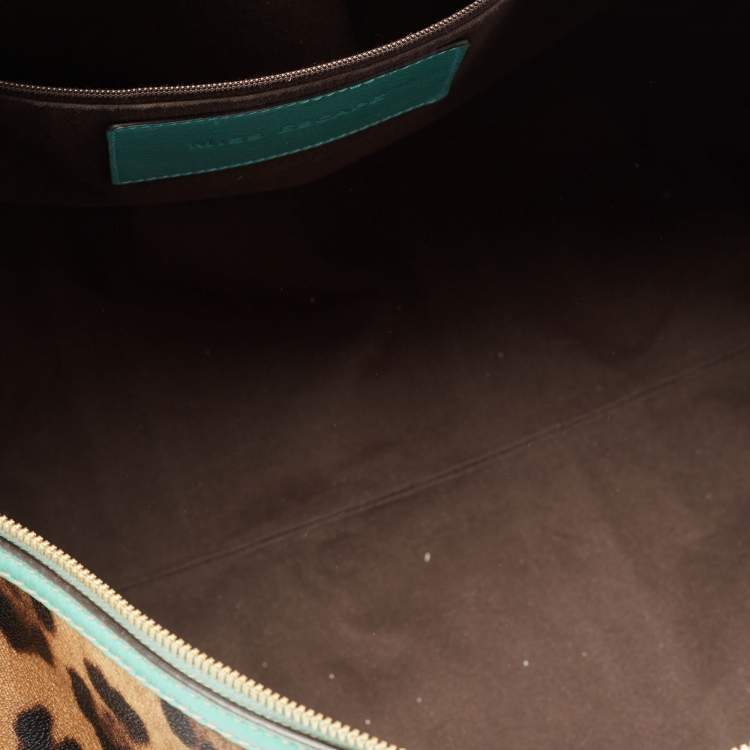 Pre Owned Dolce & Gabbana Multicolor Leopard Print Coated Canvas and Leather Miss Escape Duffle Bag