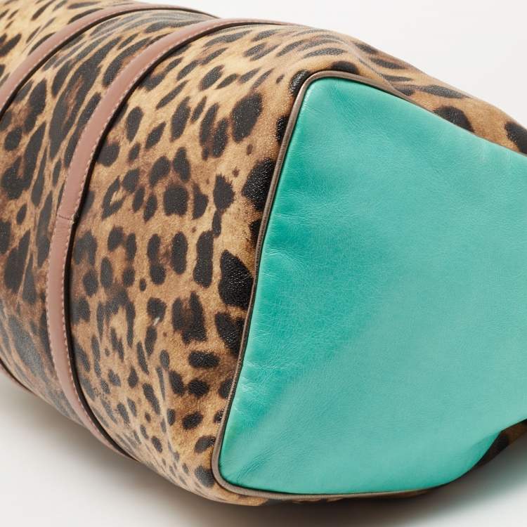 Pre Owned Dolce & Gabbana Multicolor Leopard Print Coated Canvas and Leather Miss Escape Duffle Bag