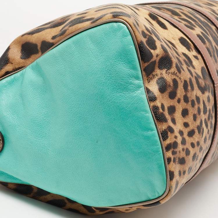 Pre Owned Dolce & Gabbana Multicolor Leopard Print Coated Canvas and Leather Miss Escape Duffle Bag