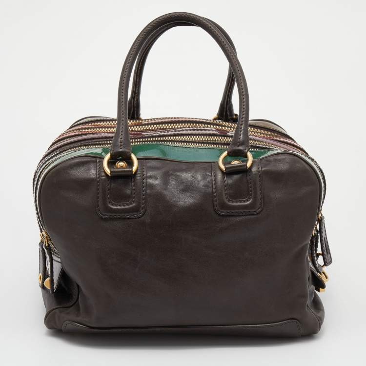 Pre Owned D&G Multicolor Leather And Patent Leather Lily Bowler Bag