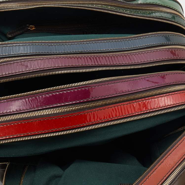 Pre Owned D&G Multicolor Leather And Patent Leather Lily Bowler Bag