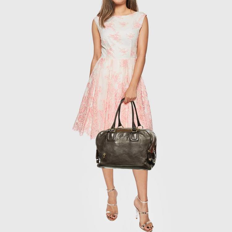 Pre Owned D&G Multicolor Leather And Patent Leather Lily Bowler Bag
