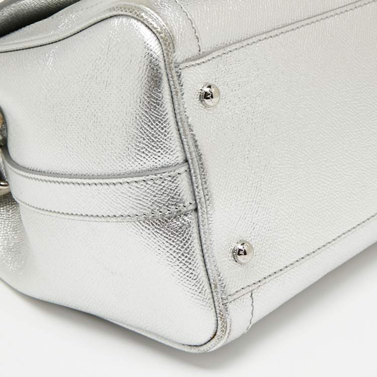 مملوكة مسبقًا Dolce & Gabbana Metallic Silver Leather Small Miss Dolce Top Handle Bag