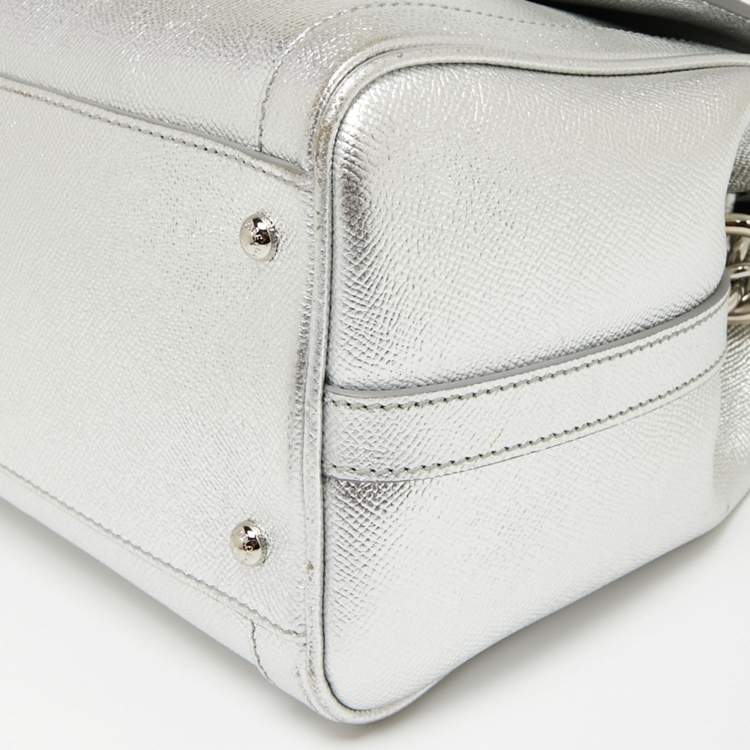 مملوكة مسبقًا Dolce & Gabbana Metallic Silver Leather Small Miss Dolce Top Handle Bag