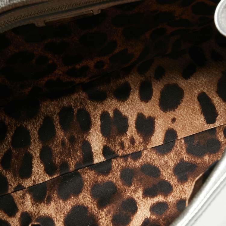 مملوكة مسبقًا Dolce & Gabbana Metallic Silver Leather Small Miss Dolce Top Handle Bag