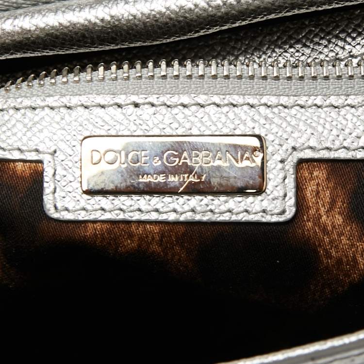 مملوكة مسبقًا Dolce & Gabbana Metallic Silver Leather Small Miss Dolce Top Handle Bag