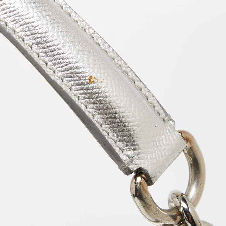 مملوكة مسبقًا Dolce & Gabbana Metallic Silver Leather Small Miss Dolce Top Handle Bag