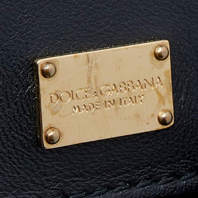 Pre Owned Dolce & Gabbana Black/Beige Leopard Print Coated Canvas And Leather Medium Sicily Top Handle Bag