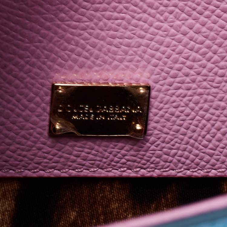Pre Owned Dolce & Gabbana Blue Leather Padlock Chain Shoulder Bag
