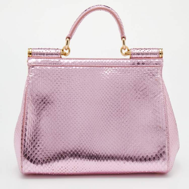 مملوكة مسبقًا Dolce & Gabbana Metallic Python Medium Miss Sicily Top Handle Bag
