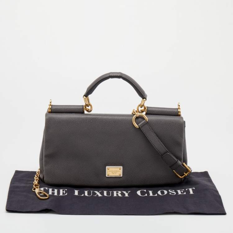 Pre Owned Dolce & Gabbana Grey Leather Top Handle Bag