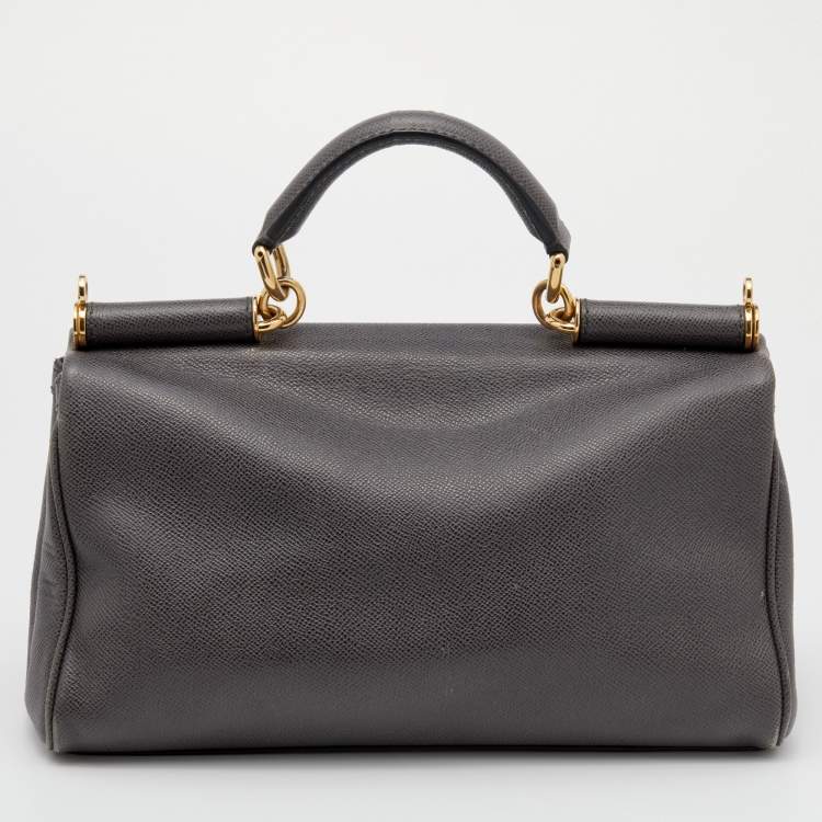 Pre Owned Dolce & Gabbana Grey Leather Top Handle Bag