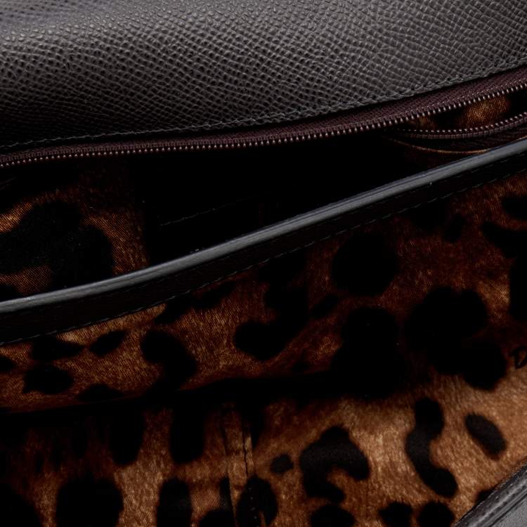 Pre Owned Dolce & Gabbana Grey Leather Top Handle Bag