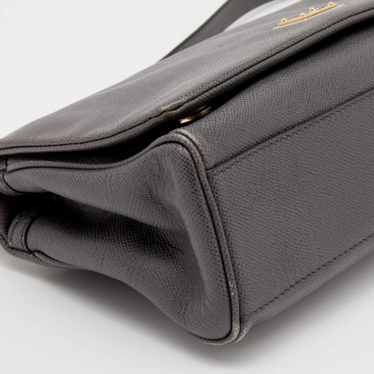 Pre Owned Dolce & Gabbana Grey Leather Top Handle Bag