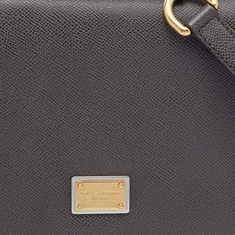 Pre Owned Dolce & Gabbana Grey Leather Top Handle Bag