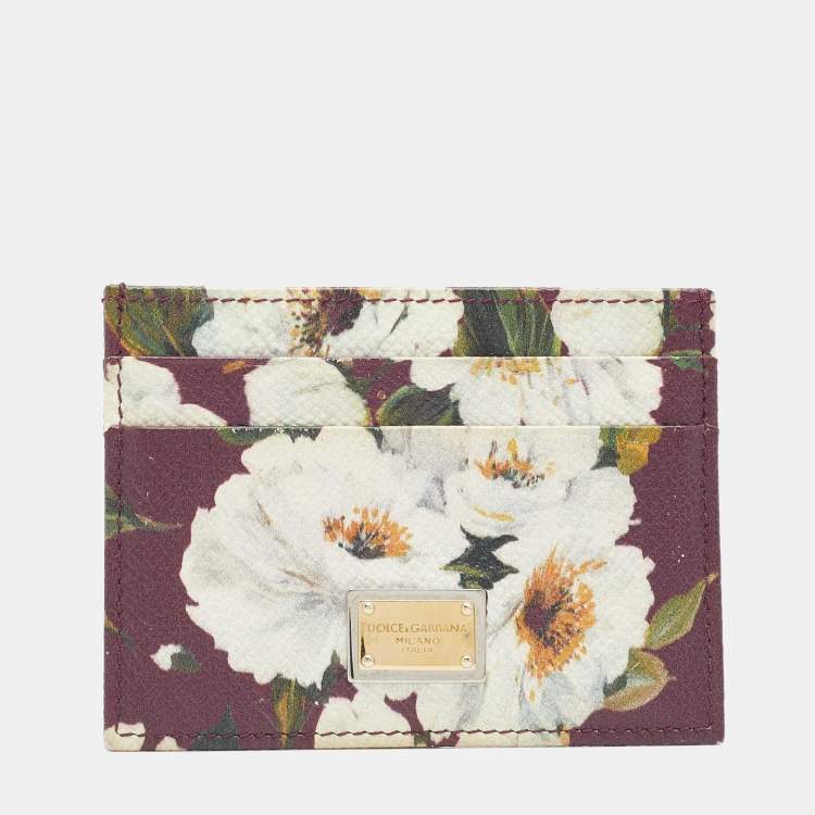 Pre Owned Dolce & Gabbana Multicolor Floral Print Leather Card Holder