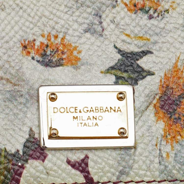 Pre Owned Dolce & Gabbana Multicolor Floral Print Leather Card Holder