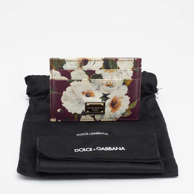 Pre Owned Dolce & Gabbana Multicolor Floral Print Leather Card Holder