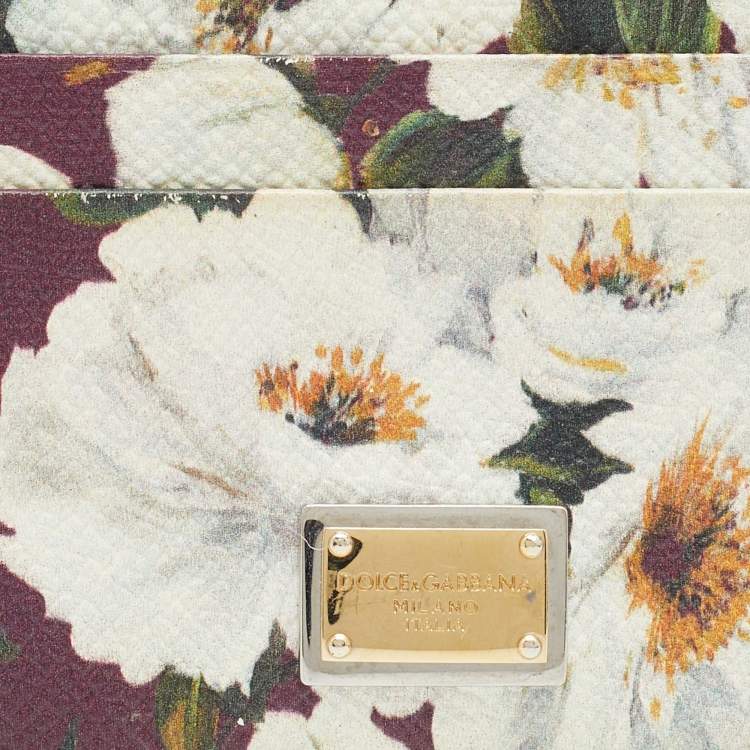 Pre Owned Dolce & Gabbana Multicolor Floral Print Leather Card Holder