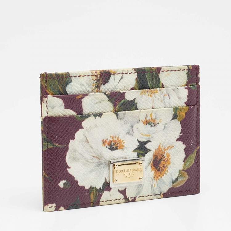 Pre Owned Dolce & Gabbana Multicolor Floral Print Leather Card Holder