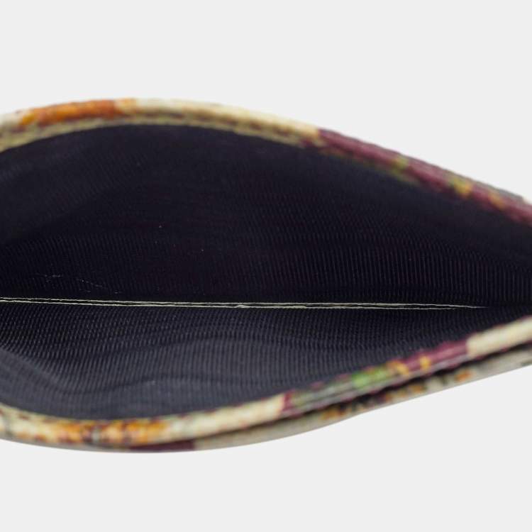 Pre Owned Dolce & Gabbana Multicolor Floral Print Leather Card Holder