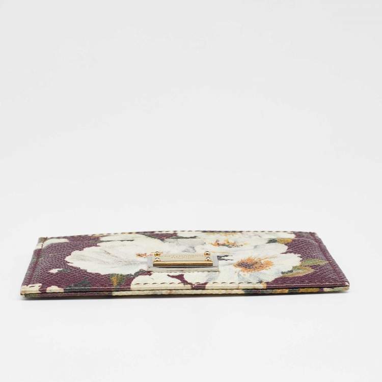 Pre Owned Dolce & Gabbana Multicolor Floral Print Leather Card Holder