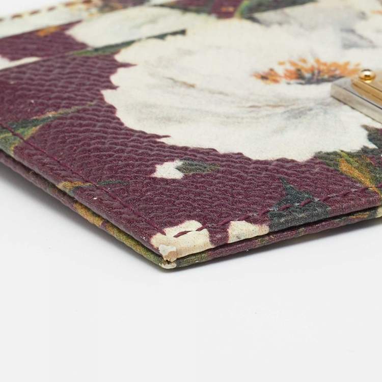 Pre Owned Dolce & Gabbana Multicolor Floral Print Leather Card Holder