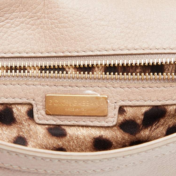 مملوكة مسبقًا Dolce & Gabbana Beige Leather Miss Sicily Top Handle Bag