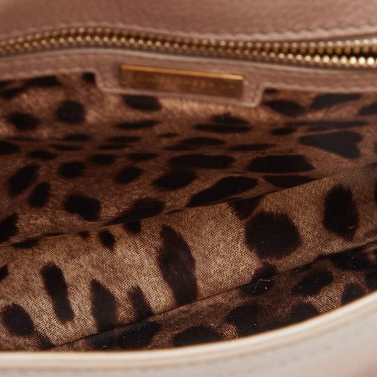 مملوكة مسبقًا Dolce & Gabbana Beige Leather Miss Sicily Top Handle Bag