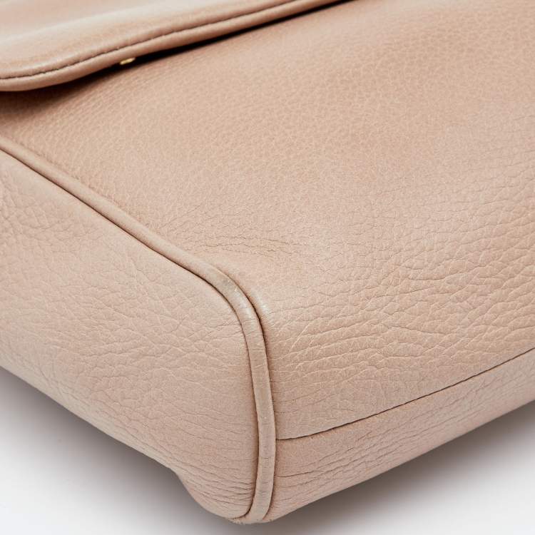 مملوكة مسبقًا Dolce & Gabbana Beige Leather Miss Sicily Top Handle Bag