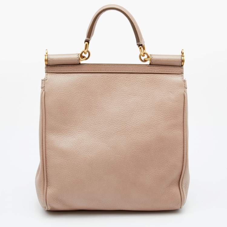 مملوكة مسبقًا Dolce & Gabbana Beige Leather Miss Sicily Top Handle Bag