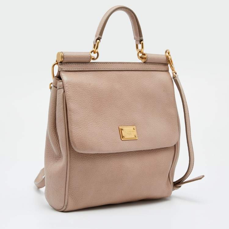 مملوكة مسبقًا Dolce & Gabbana Beige Leather Miss Sicily Top Handle Bag