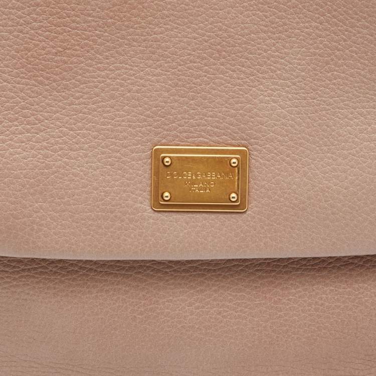 مملوكة مسبقًا Dolce & Gabbana Beige Leather Miss Sicily Top Handle Bag