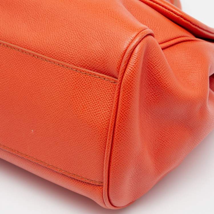 Pre Owned Dolce & Gabbana Orange Leather  Miss Sicily Top Handle Bag
