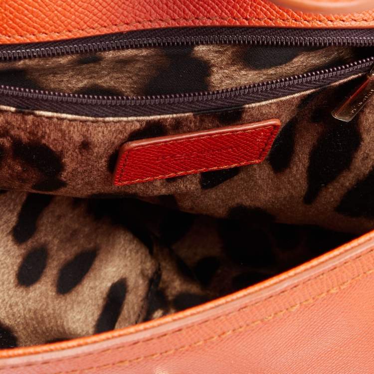 Pre Owned Dolce & Gabbana Orange Leather  Miss Sicily Top Handle Bag