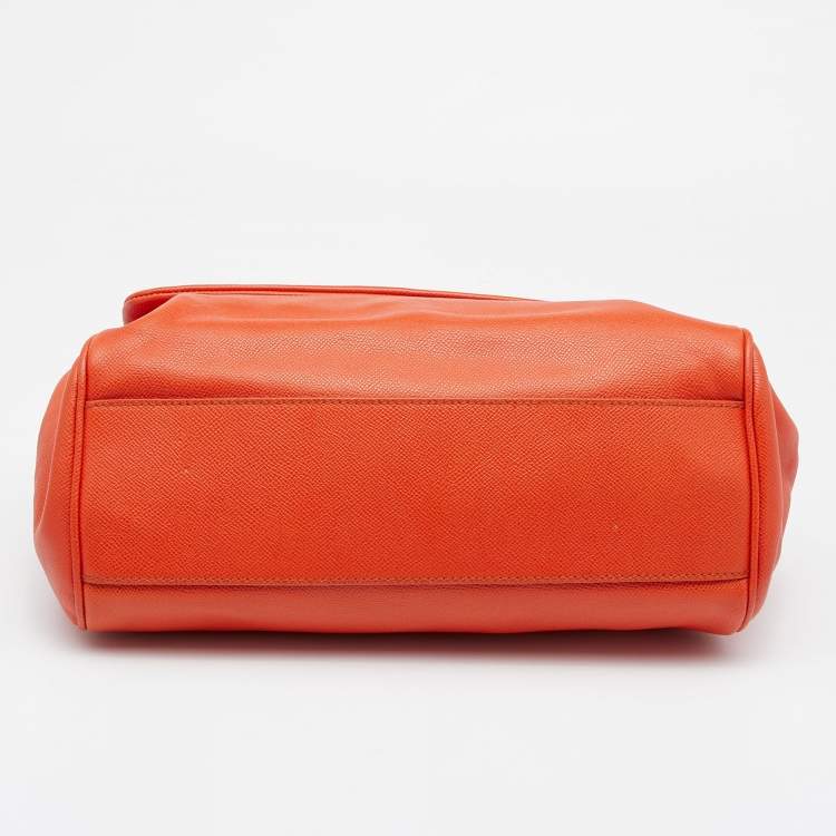 Pre Owned Dolce & Gabbana Orange Leather  Miss Sicily Top Handle Bag