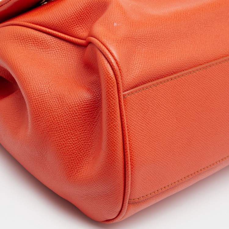 Pre Owned Dolce & Gabbana Orange Leather  Miss Sicily Top Handle Bag