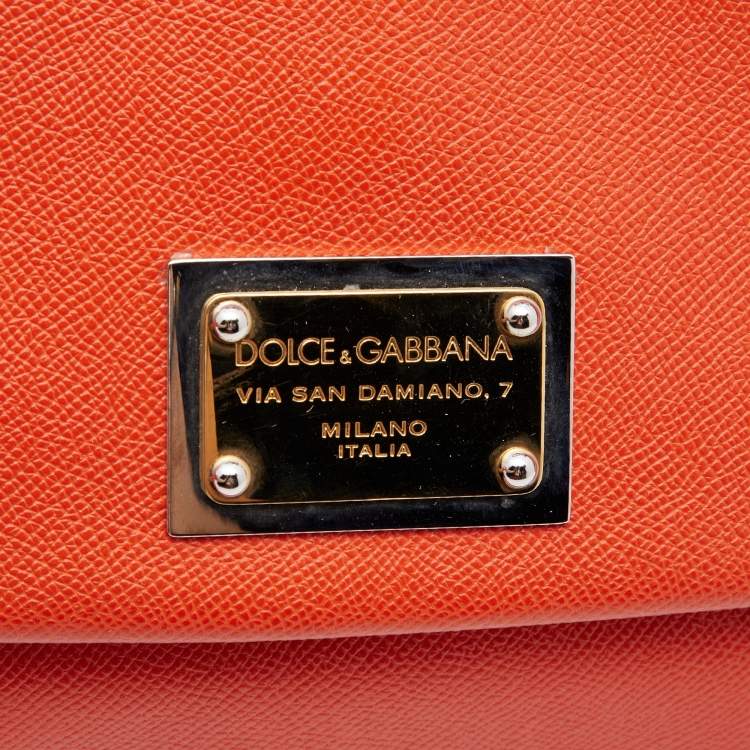 Pre Owned Dolce & Gabbana Orange Leather  Miss Sicily Top Handle Bag