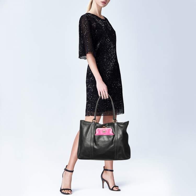 Pre Owned Dolce & Gabbana Black Leather Tote