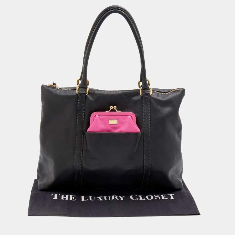 Pre Owned Dolce & Gabbana Black Leather Tote