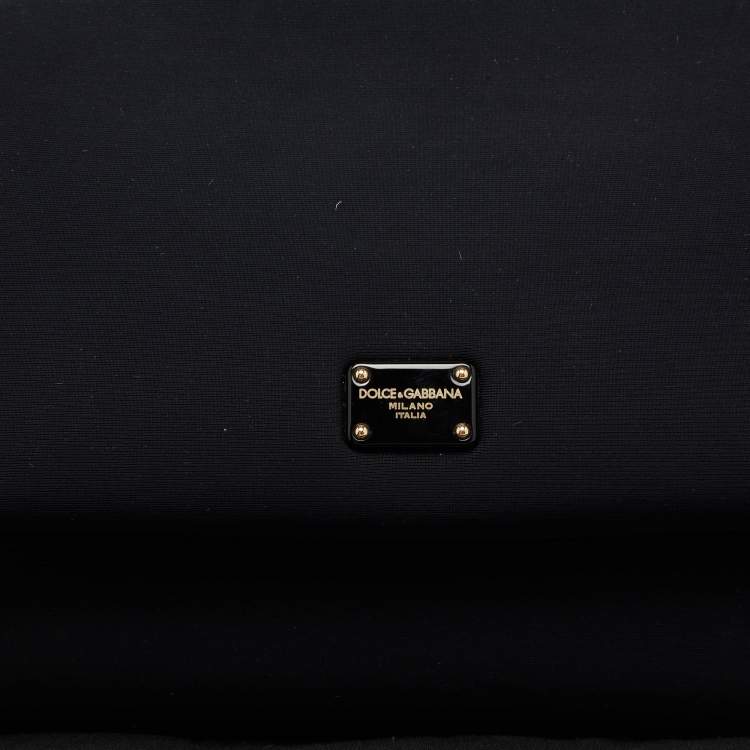 Pre Owned Dolce & Gabbana Black Satin Neoprene Heart Small Miss Sicily Top Handle Bag