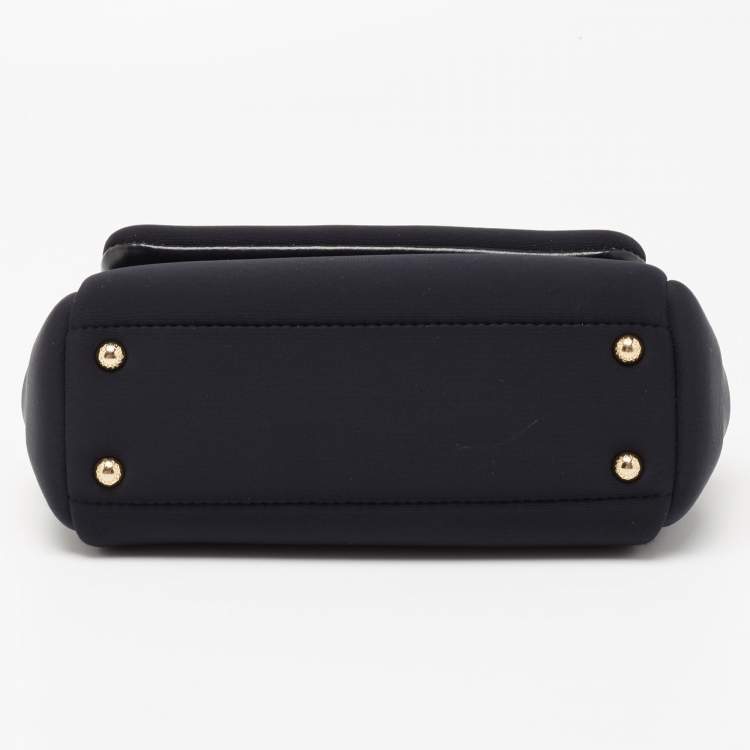 Pre Owned Dolce & Gabbana Black Satin Neoprene Heart Small Miss Sicily Top Handle Bag