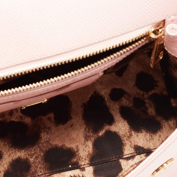 مملوكة مسبقًا Dolce & Gabbana Light Pink Leather Medium Miss Sicily Studded Top Handle Bag