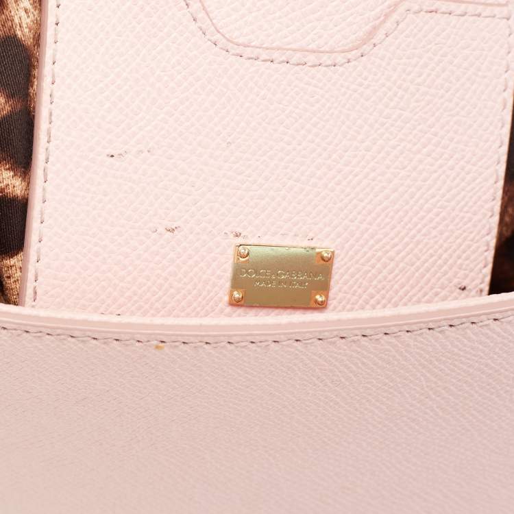 مملوكة مسبقًا Dolce & Gabbana Light Pink Leather Medium Miss Sicily Studded Top Handle Bag