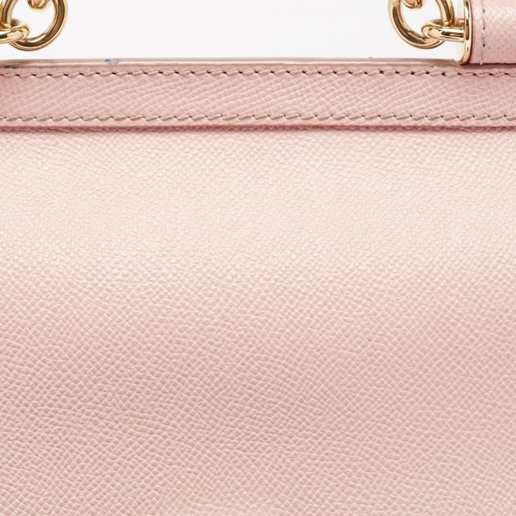 مملوكة مسبقًا Dolce & Gabbana Light Pink Leather Medium Miss Sicily Studded Top Handle Bag